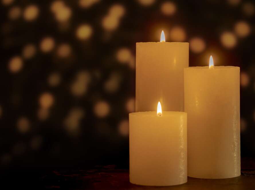 three candles burning